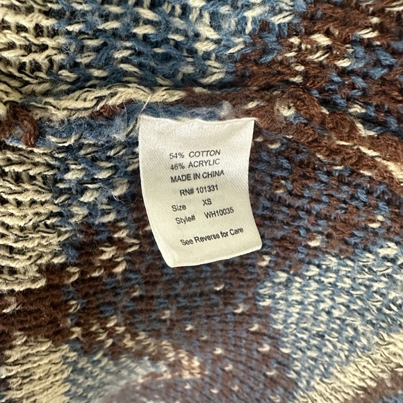 Charlotte Russe Openfront Boho Cardigan Sweater Cotton Blend Brown Blue XS - Picture 3 of 8